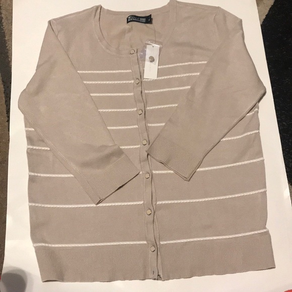 7th Avenue cardigan size L tan/nude color - Picture 3 of 7